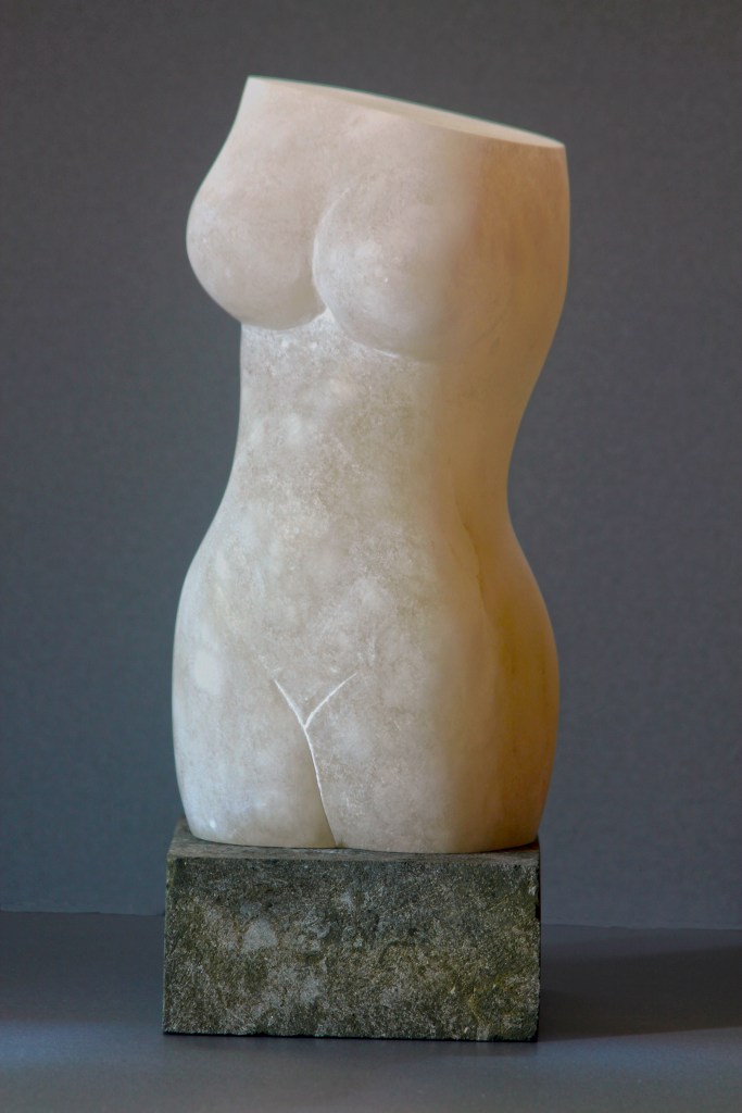 Sculpture of torso carved in Cloud alabaster 